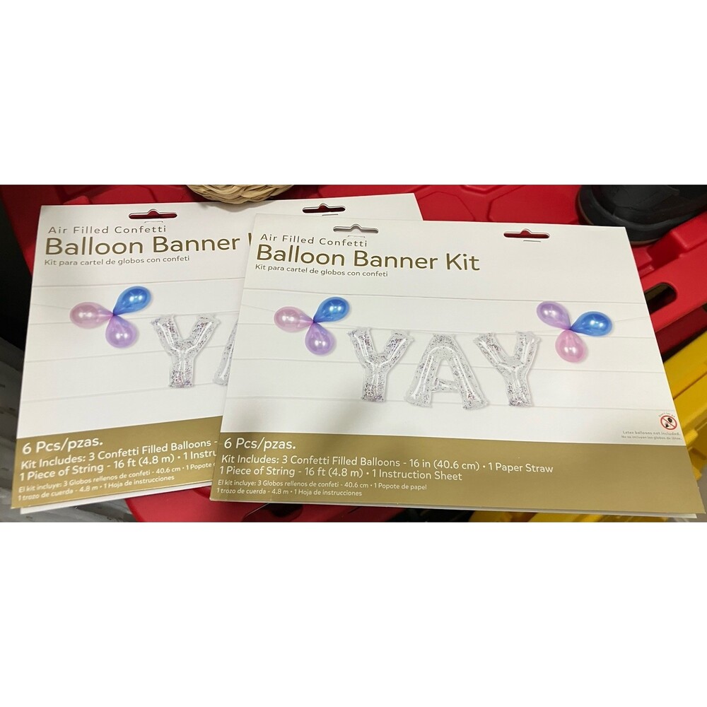 Air Filled Confetti Balloon Banner Kit (6 Pcs - 16 in. String)